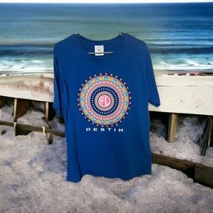 Spicy Tuna Coastal Outfitters Destin Florida Blue Mandala Design T-Shirt Large